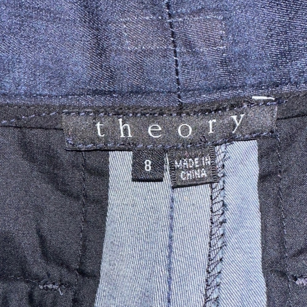 Theory Womens Wide Leg Trousers Indigo Blue Cotton Blend Dress Pants Size 8 - Picture 7 of 11